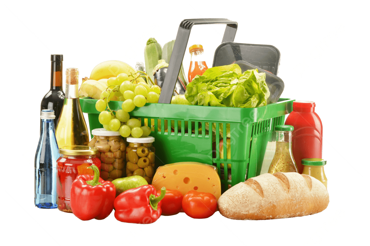 pngtree composition with grocery products in shopping basket diet picture image_13051833